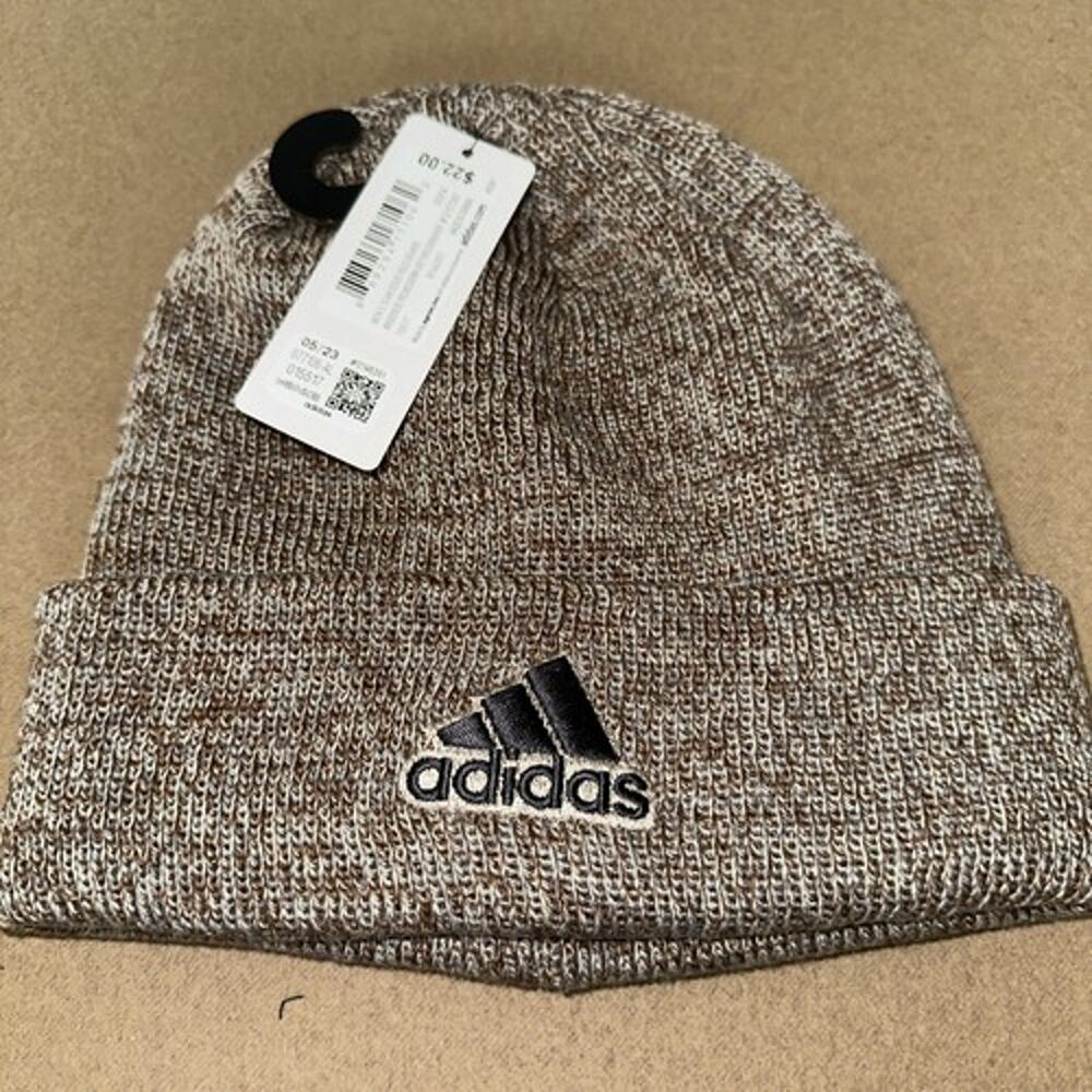 Adidas Men’s Team Issue Fold Beanie One Size Hat Beige/ Brown 5157382 NEW